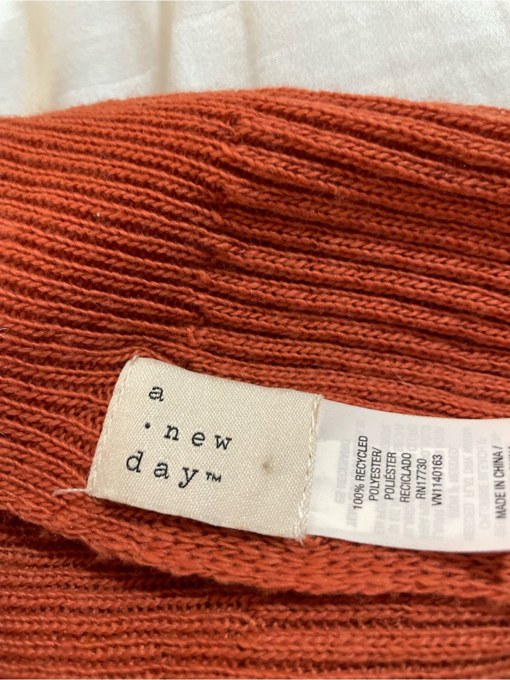 A New Day burnt orange ribbed knit shawl scarf lightweight 30x 86 inches approx - Picture 12 of 15